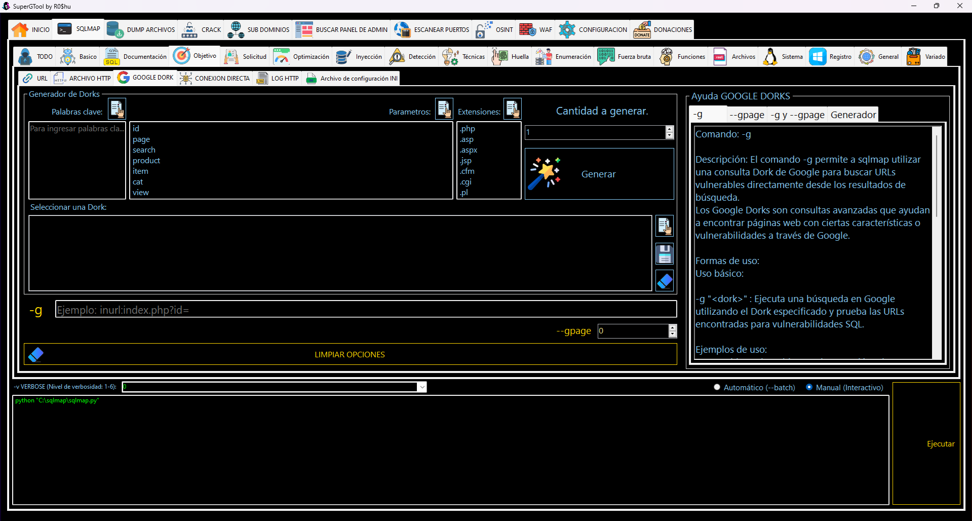 Opciones de SQLMAP