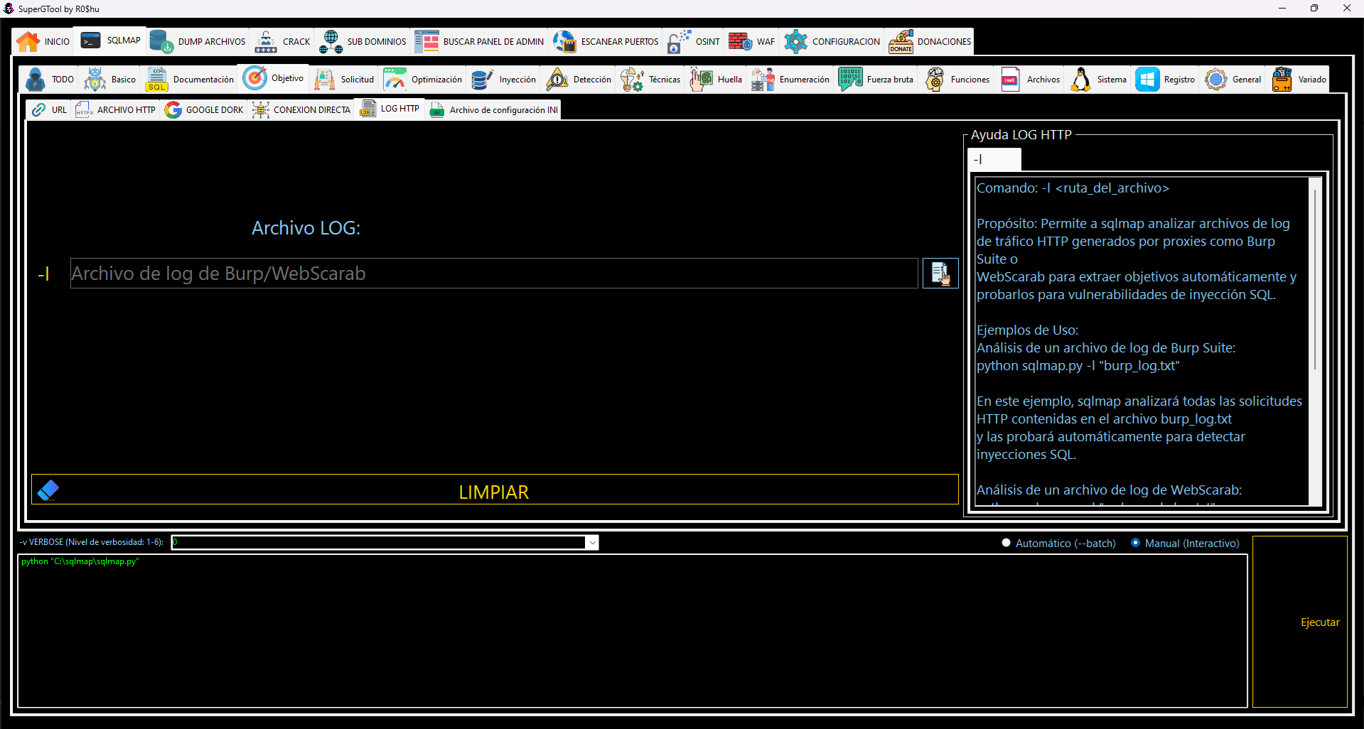 Opciones de SQLMAP