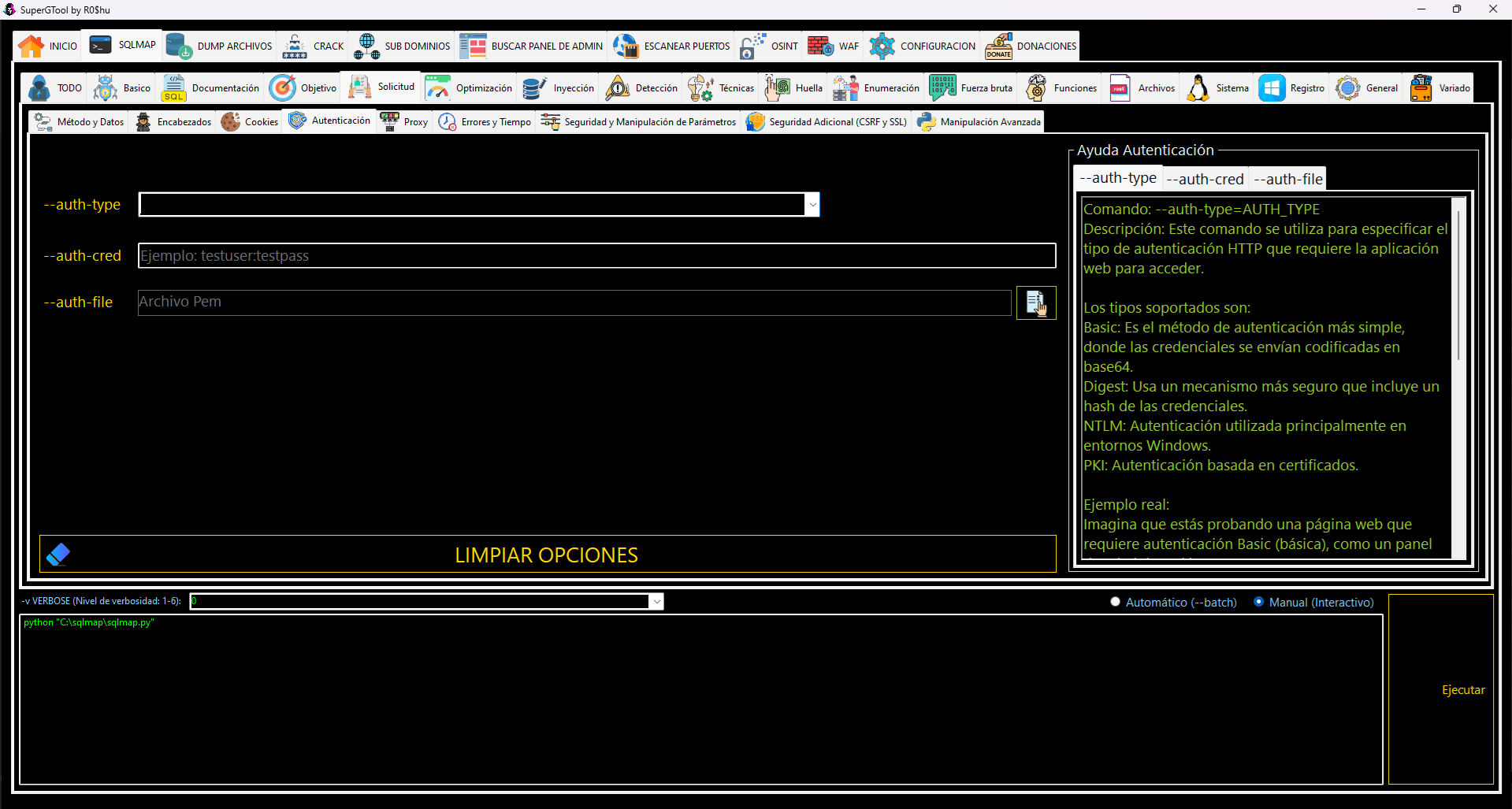 Opciones de SQLMAP