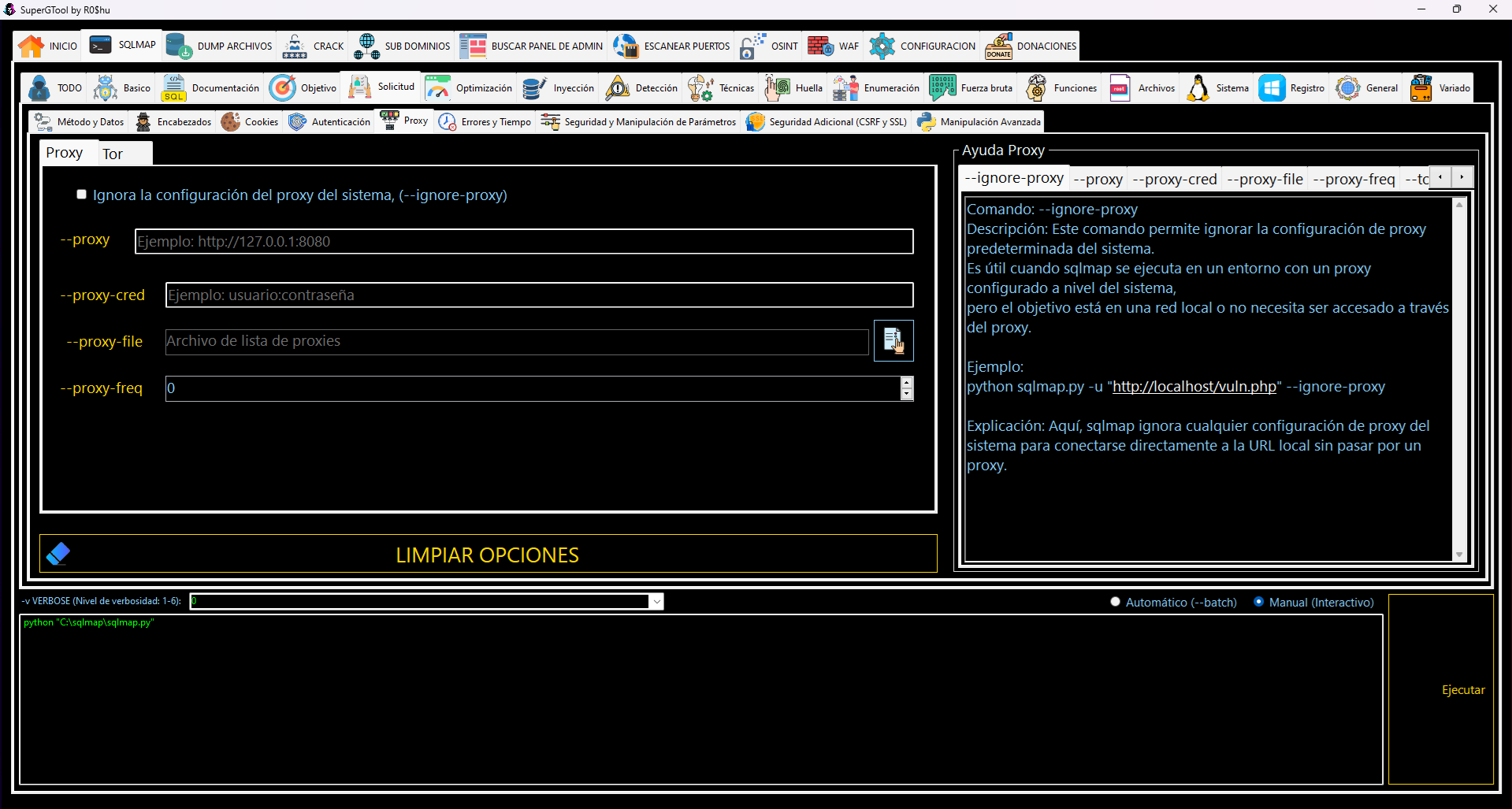 Opciones de SQLMAP