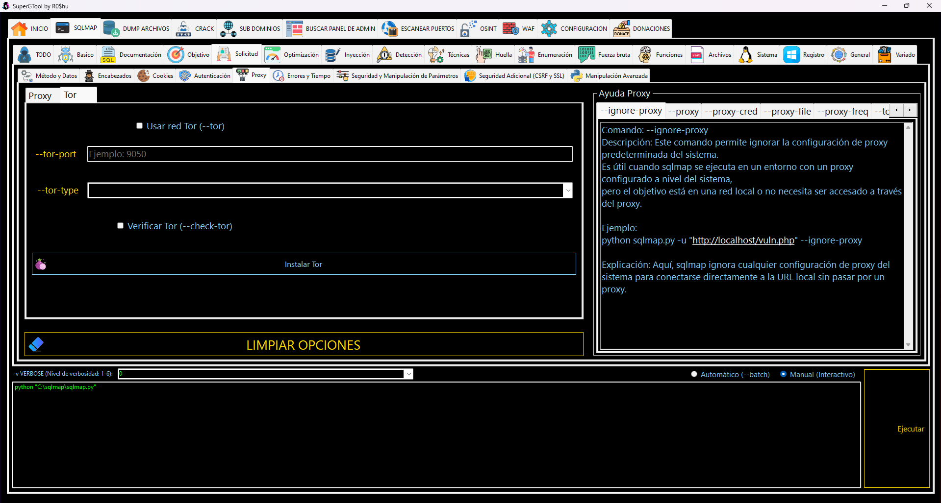 Opciones de SQLMAP