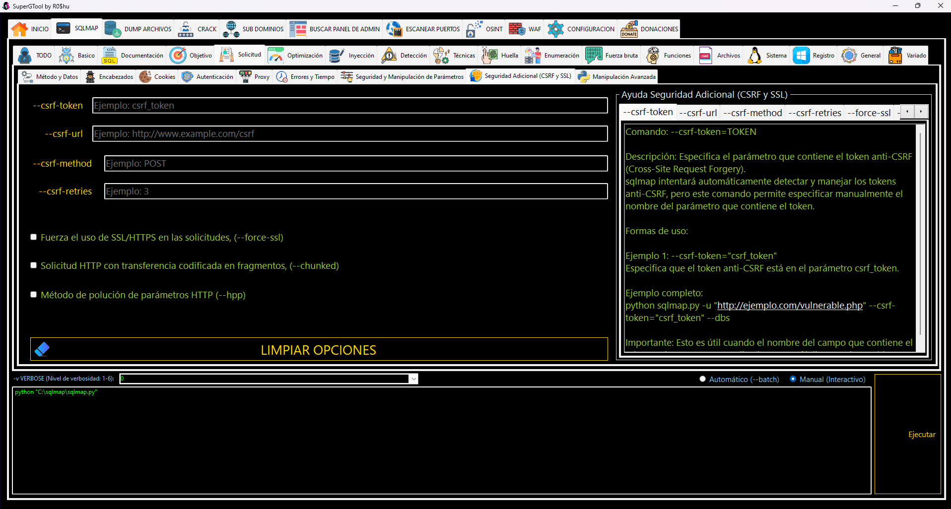 Opciones de SQLMAP