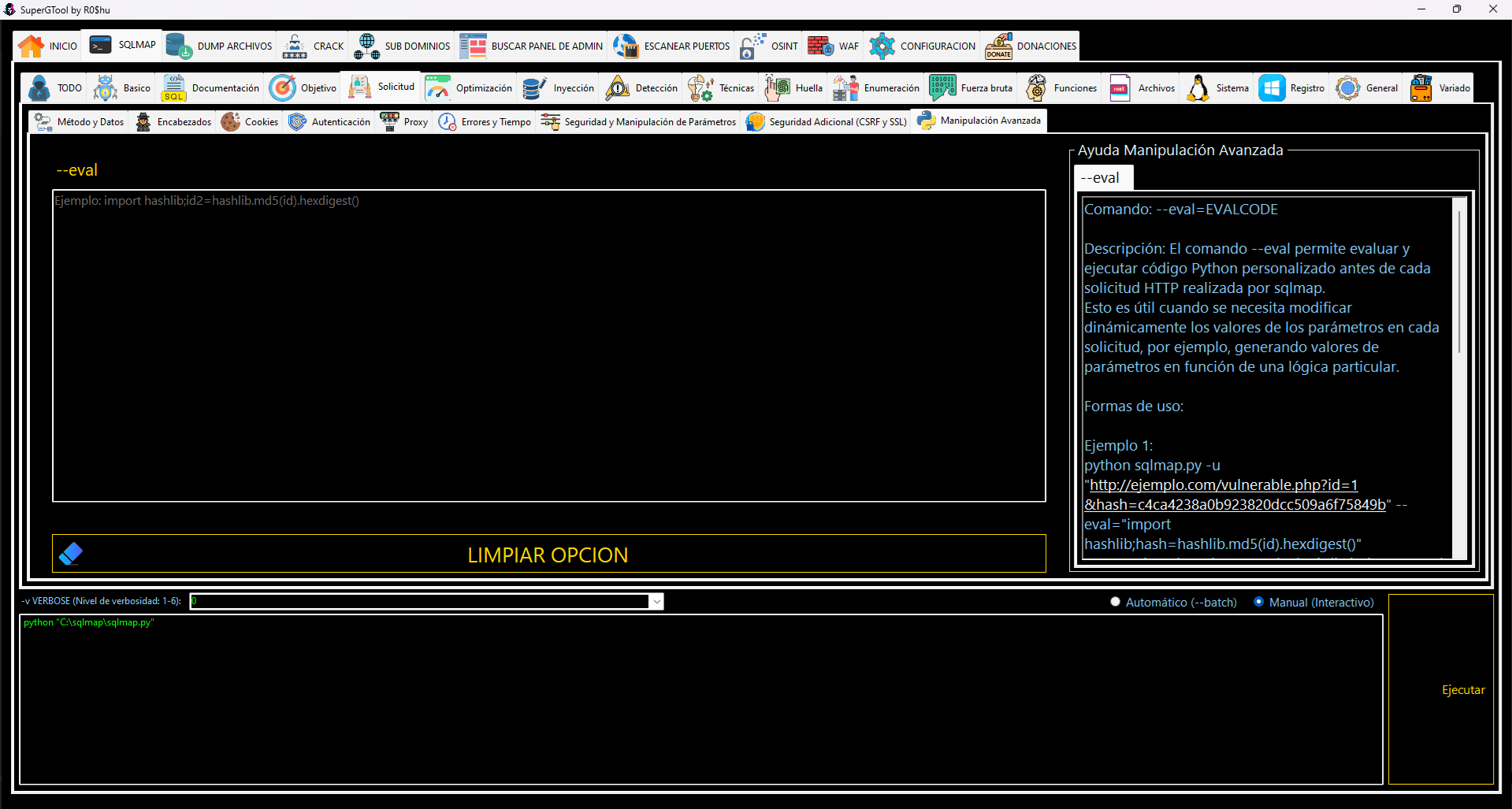 Opciones de SQLMAP