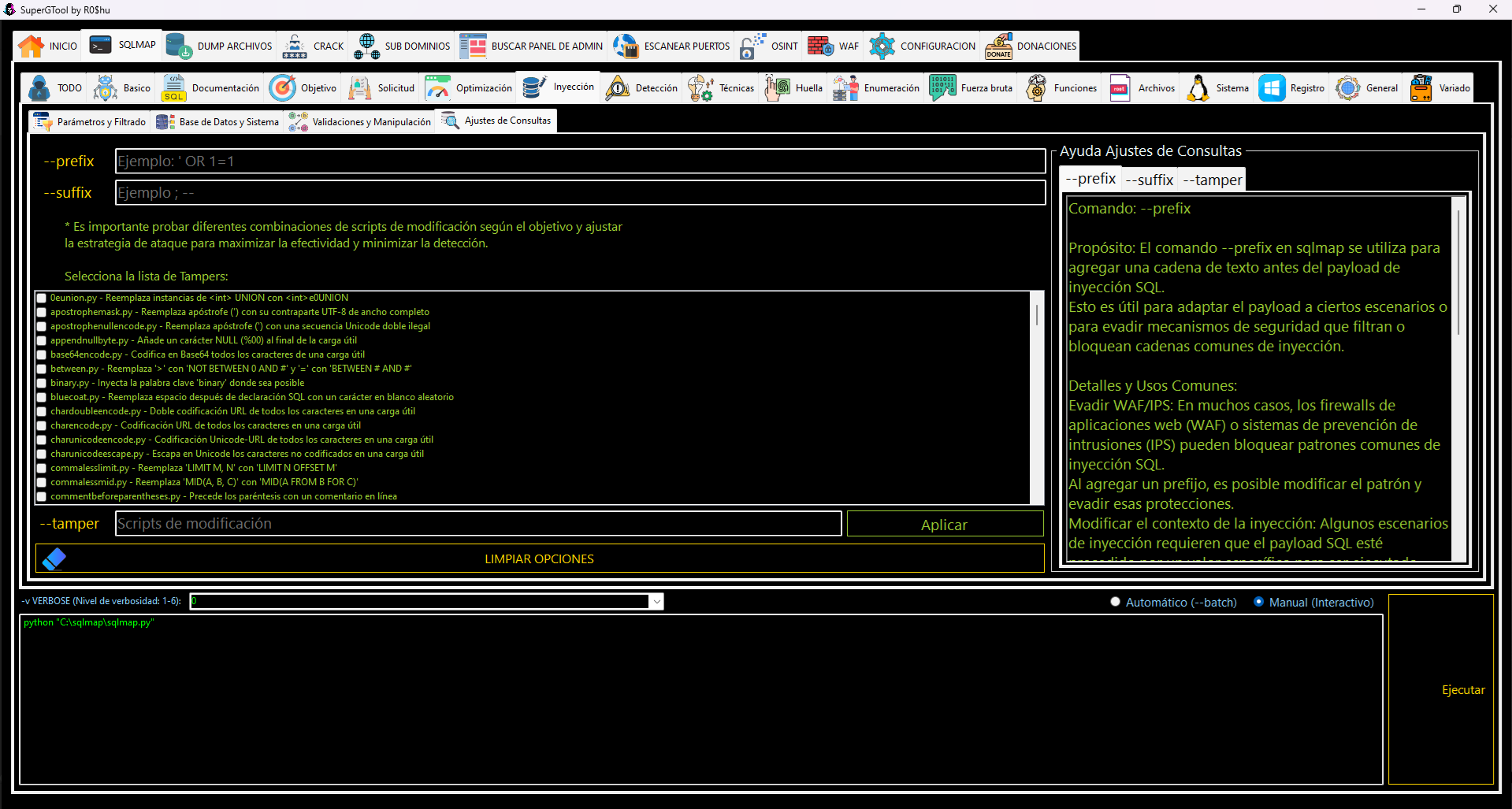 Opciones de SQLMAP