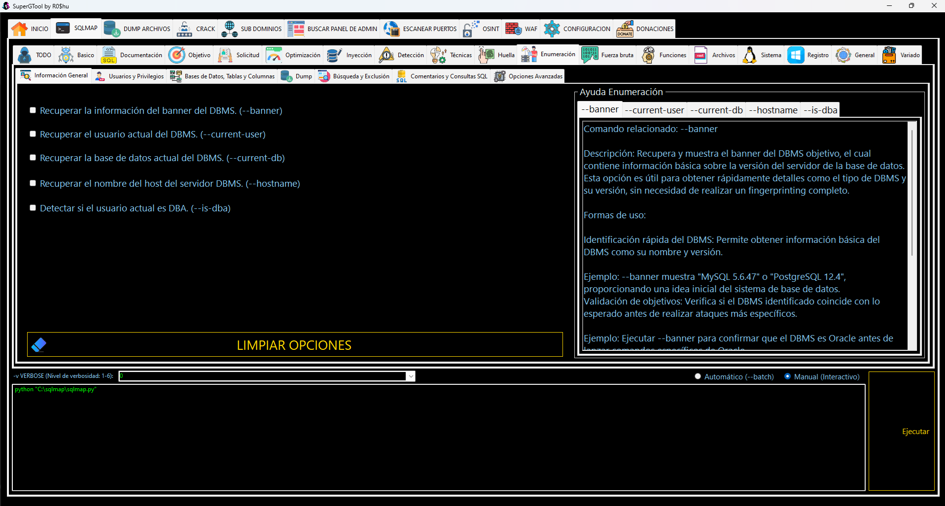 Opciones de SQLMAP