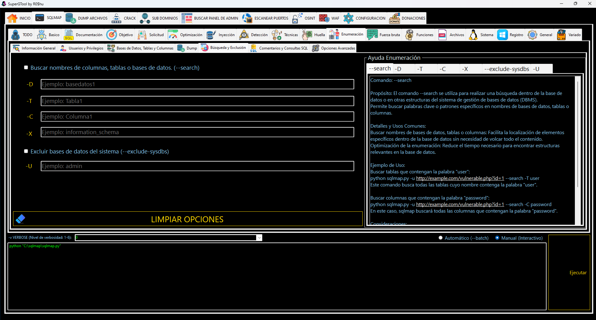 Opciones de SQLMAP