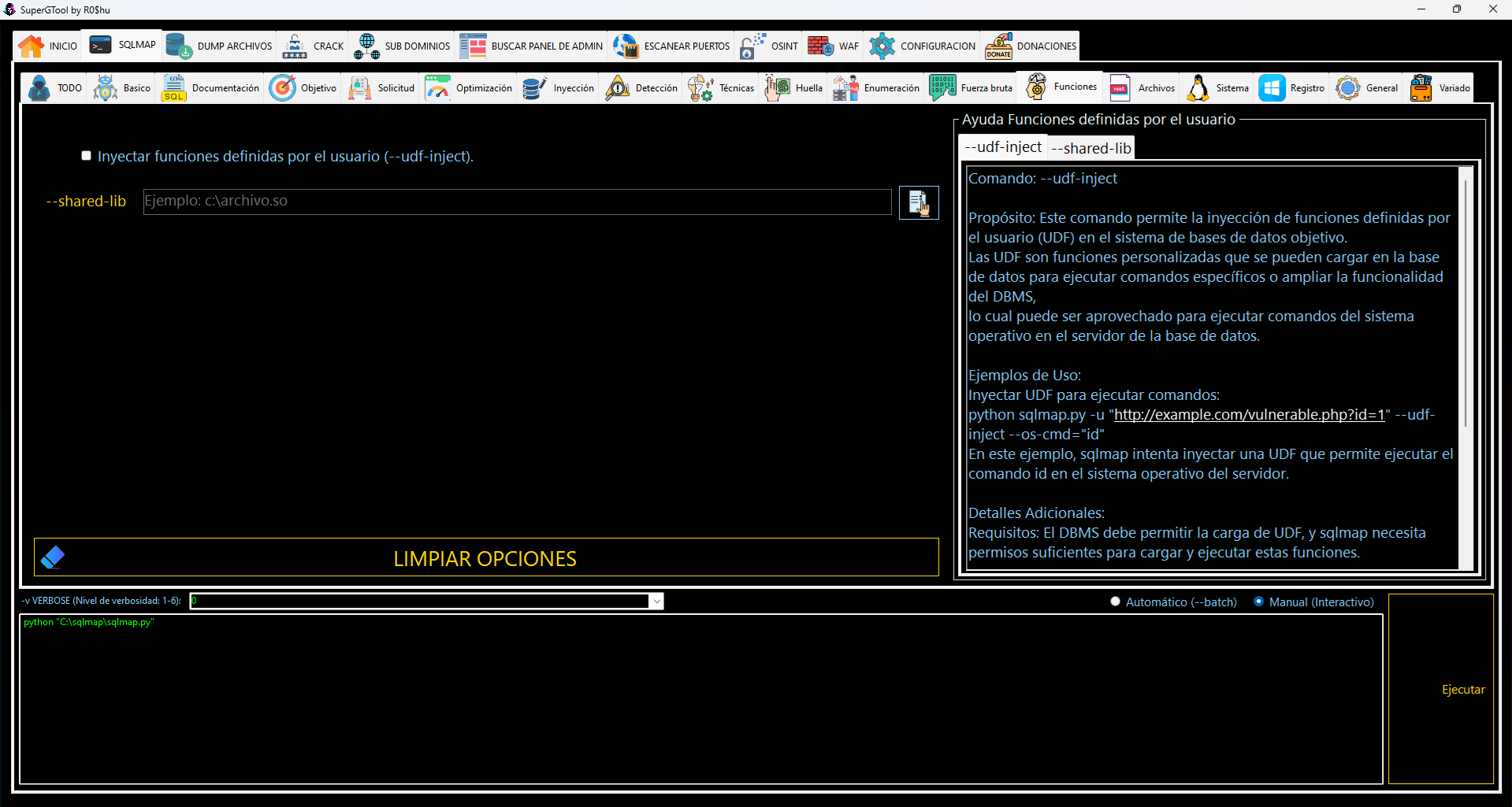 Opciones de SQLMAP