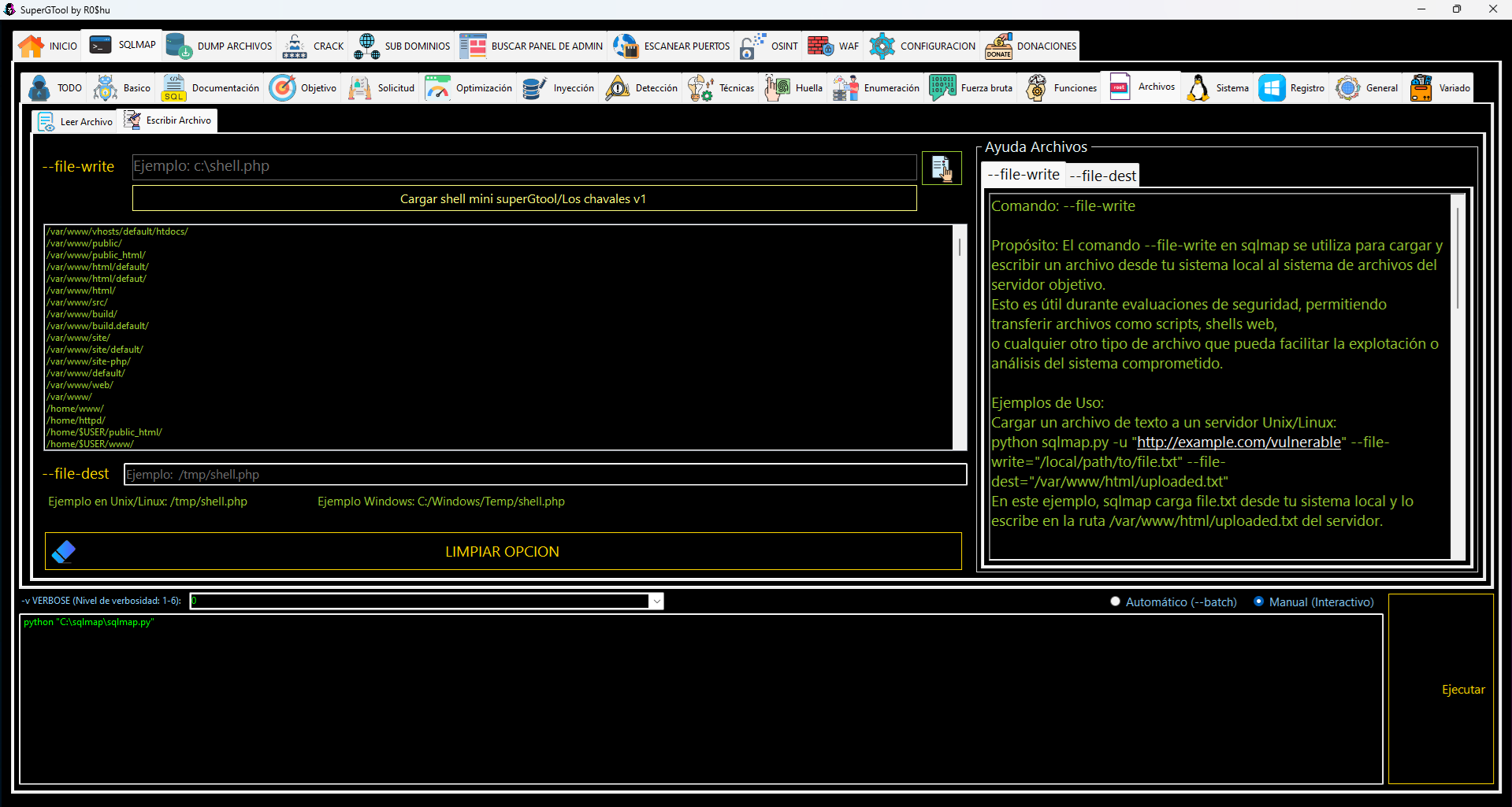 Opciones de SQLMAP