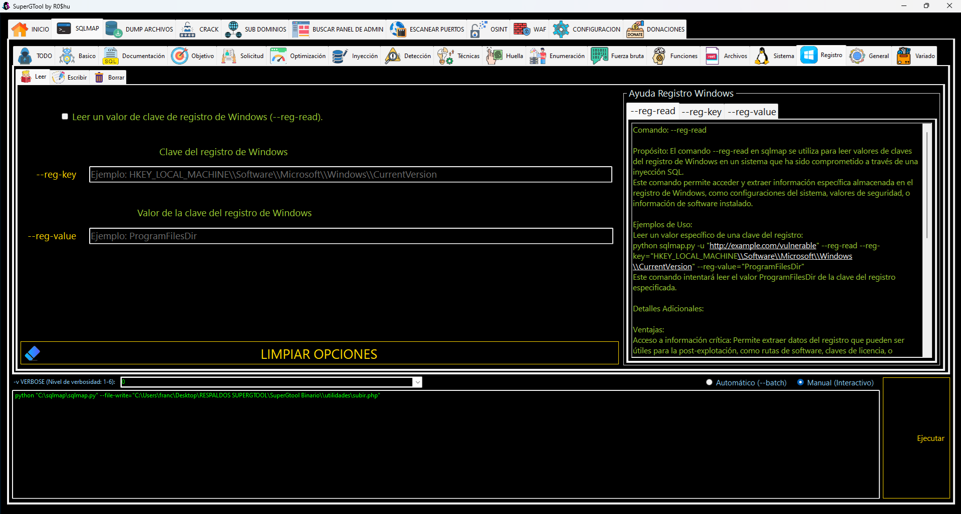 Opciones de SQLMAP