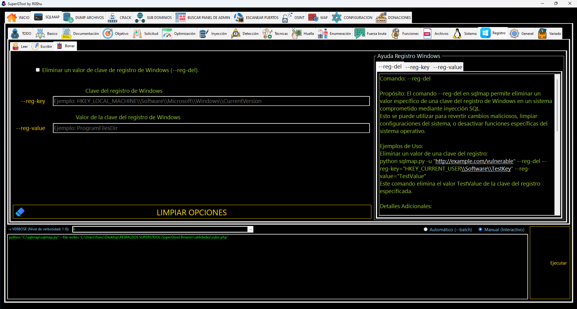 Opciones de SQLMAP