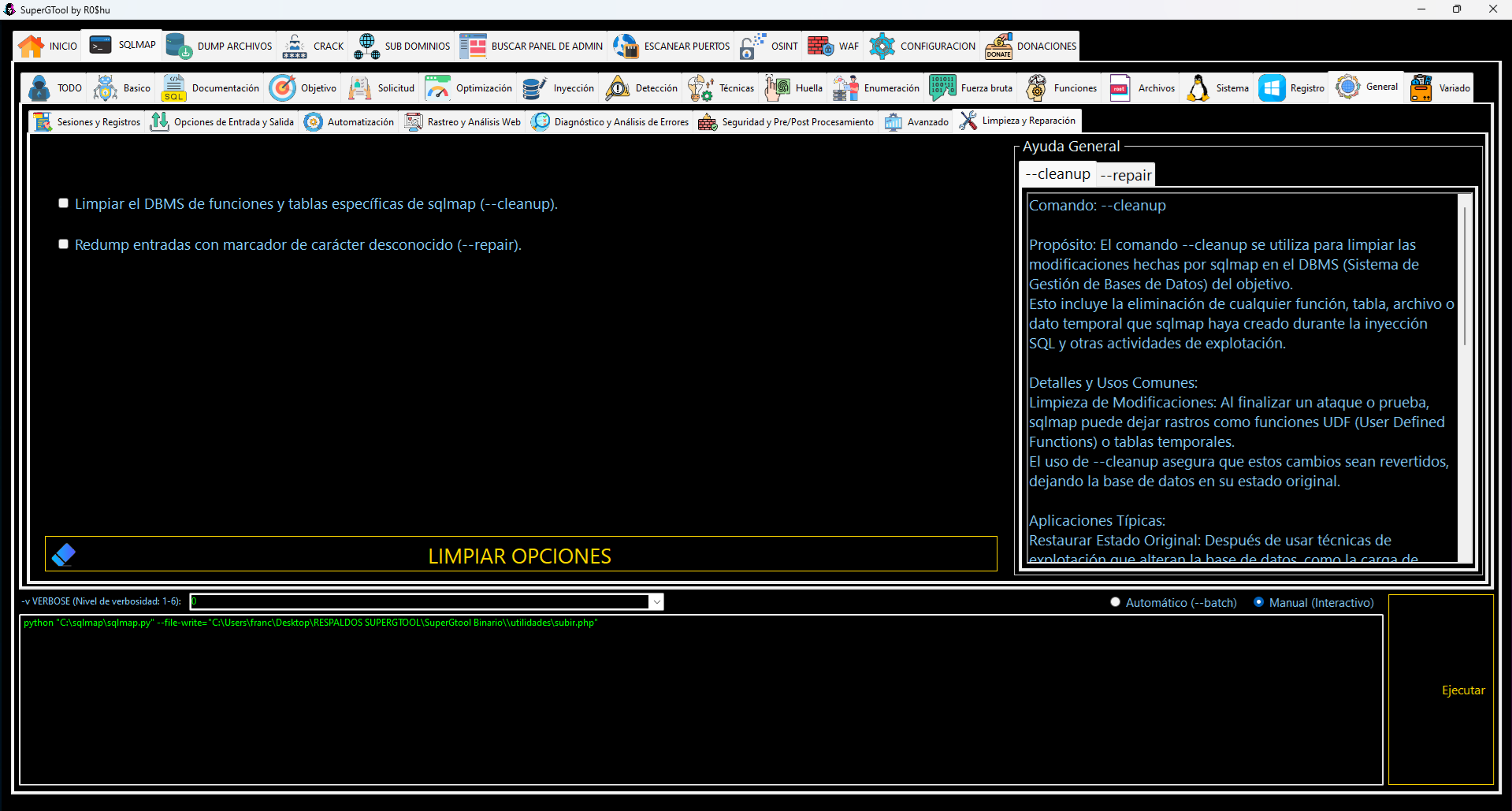 Opciones de SQLMAP