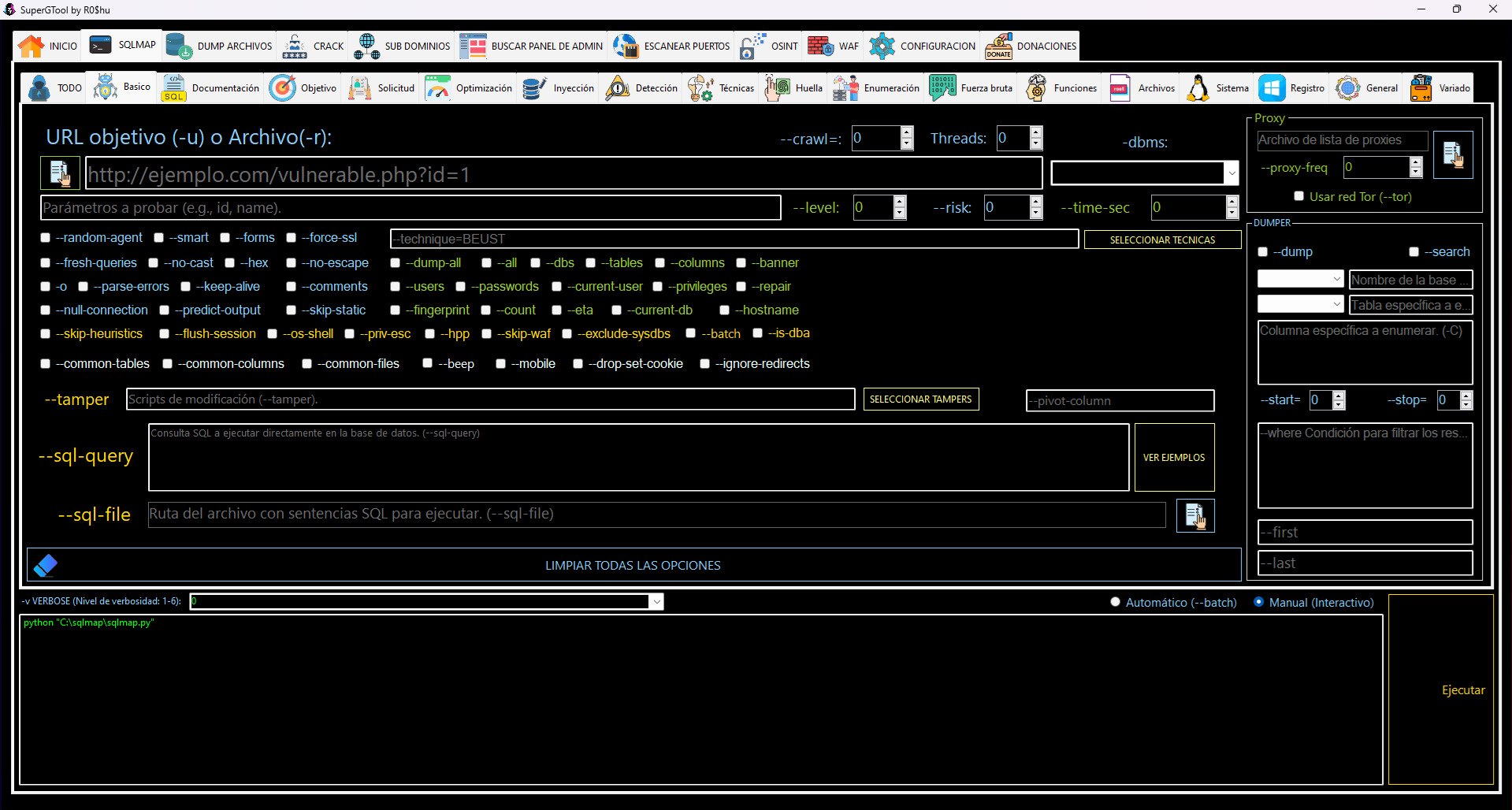 Opciones de SQLMAP