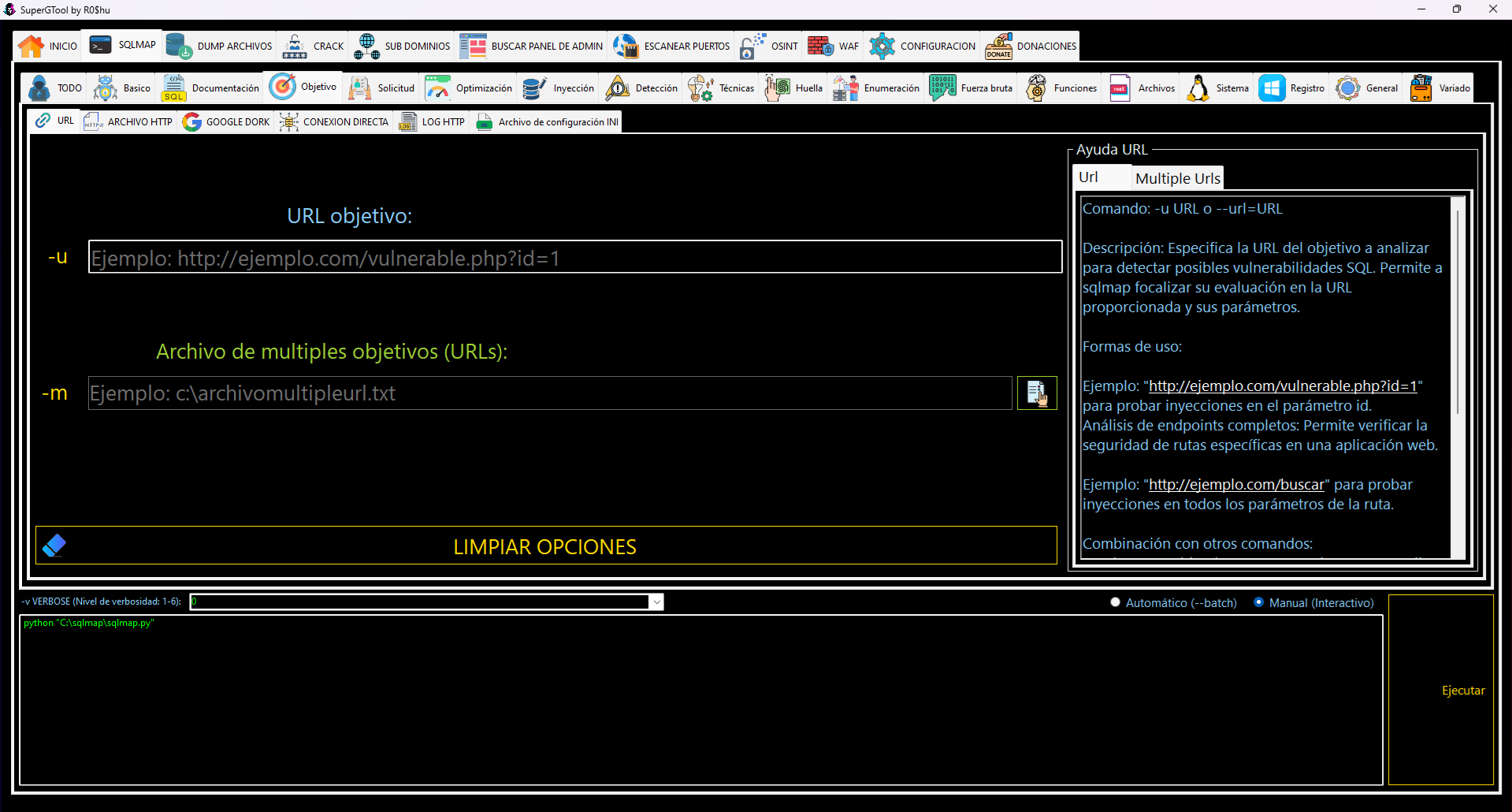 Opciones de SQLMAP